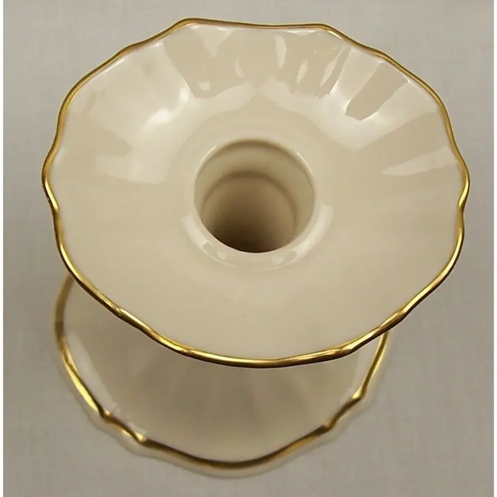Vintage Lenox Symphony Candlestick Holder Ivory Fine China 24k Gold Replacement